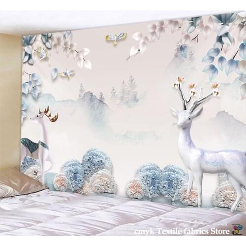 Beautiful Deer Large Wall Tapestry Landscape Wall Hanging Bohemian Wall Tapestries Mandala Wall Art Decor