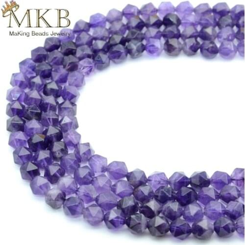 6mm 8mm 10mm Faceted Amethysts Purple Crystal Beads Natural Stone Beads For Jewelry Making Bracelet Necklace Wholesale Perles