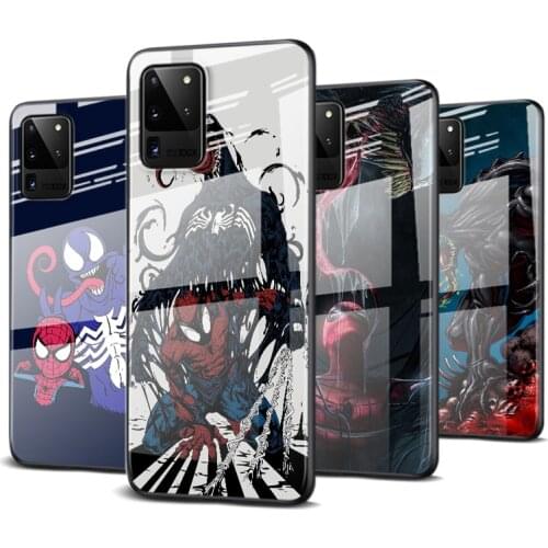 Tempered Glass Cover Cool Marvel Venom For Samsung Galaxy S20 FE S10e S10 S9 S8 Ultra Plus Lite Plus 5G Phone Case
