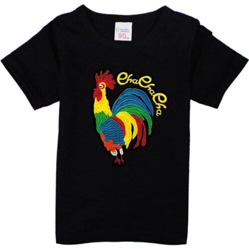 2021 Rooster Colorful Summer Boys Black T Shirt Short Sleeve Cotton Tee Shirts Funny Cartoon Designer