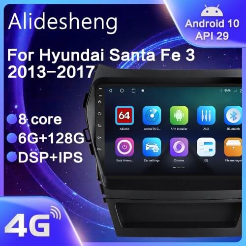 For Hyundai Santa Fe 3 2013 2014 2015 2016 2017 Android 10.0 DSP 8 core Car Radio Navigation multimedia Player