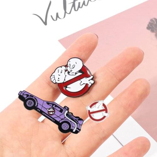 Movie Ghostbusters Enamel Pin Car to the future badge Figure Hard Lapel pin Cartoon Fun Fashion Jewelry Gift for fans Friends