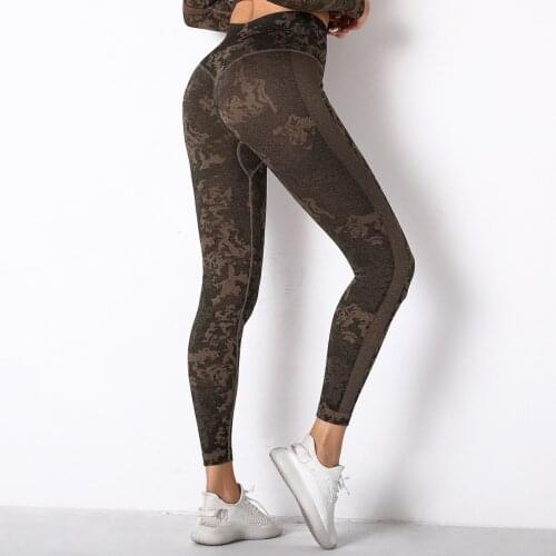 Camouflage Running Yoga Pants New High Waist Leggings Push Up Shorts Sport Women Slim Fitness Seamless Trousers Gym Girl Tights