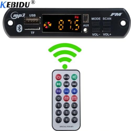 Kebidu Bluetooth MP3 Decoder Board 5V 12V Audio Module for Car Remote Music Speaker Car Vehicles MP3 USB FM TF Radio Board