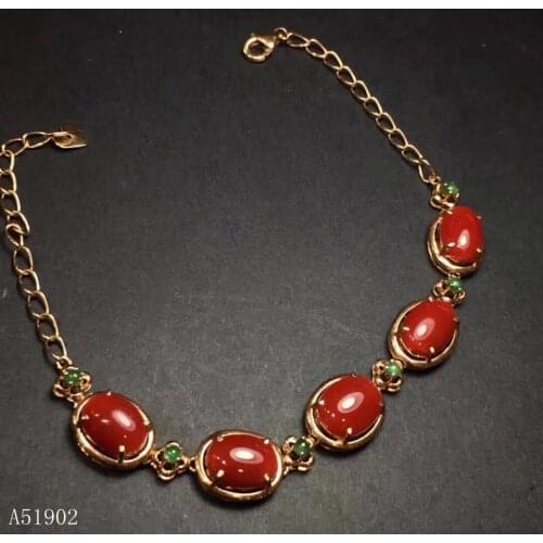 KJJEAXCMY boutique jewelry 925 sterling silver inlaid natural red coral gemstone bracelet female support test