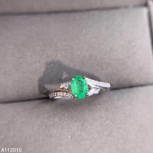 KJJEAXCMY fine jewelry 925 sterling silver inlaid natural gemstone Emerald lovely Womans new ring Support test with box