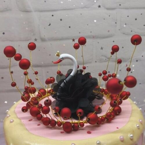 Crown Swan Pink Black Cake Ornament Fairy Moder Craft Cake Decor Miniature Home Decoration DIY Accessories