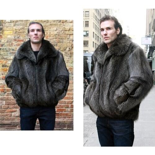 Mens Fur Coat Real Raccoon Fur Jacket Winter Sportive Bomber Jacket Plus Size Available 2021 New Arrival