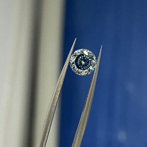 Mosangnai Lab Grown Blue Moissanite Diamond Round Brilliant 6.5MM 1.0 Carat 100 Facets