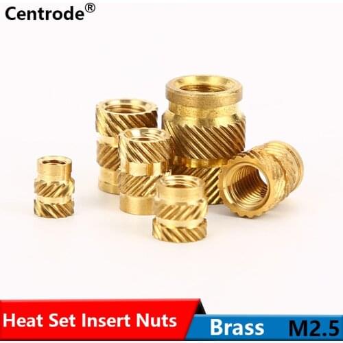 Brass Insert Nuts M2/M2.5 Double Twill Knurled Brass Nut Hot Pressed into Plastic Injection Hot-melt Brass Inset Nut 50Pcs