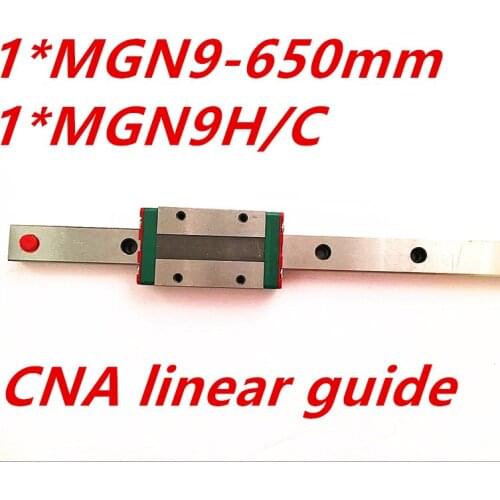 Free shipping 9mm Linear Guide MGN9 650mm linear rail way + MGN9H or MGN9C carriage for 3d printer parts CNC parts