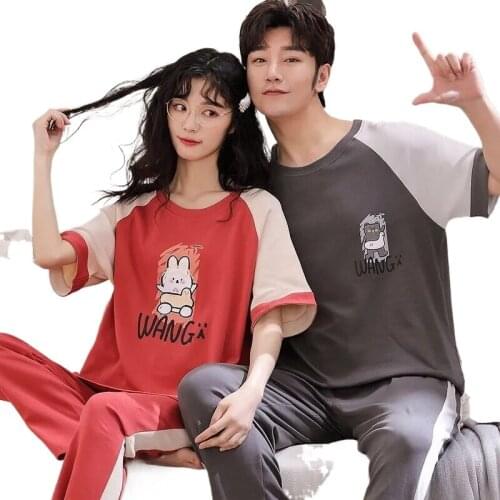 Men and Womens pajamas Korean Style Couples Suit pijama Home Service Combed Sleepwear Long Sleeves pyjama