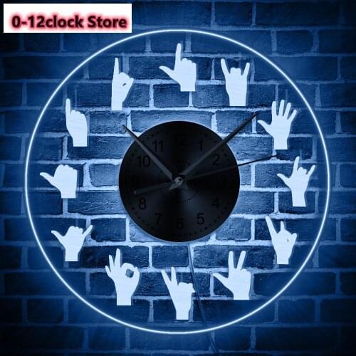 Hand Showing Symbols Wall Art Decorative Acrylic Finger Signs Wall Clock Time Clock Wall Clocks Modern Wall Watch