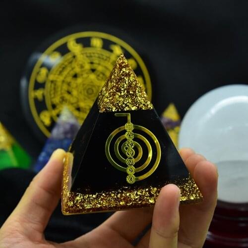 New Original Natural Crystal Energy Jewelry Ornaments Tourmaline Orgon Pyramid Ornaments Healing Yoga EMF Protection Orgonite