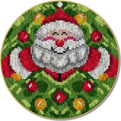 New Latch Hook Kit, DIY Crochet Yarn Kits, 20.4 X 20.4 Inch Santa Claus Rug Making Crafts For Kids Adults And Beginners