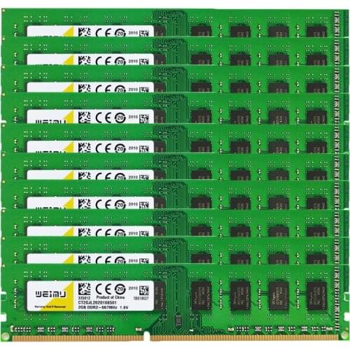 DDR2 2GBx10pcs 667MHz UDIMM RAM PC2-5300 240 Pins 1.8V Non-ECC Unbuffered Desktop Memory Wholesale
