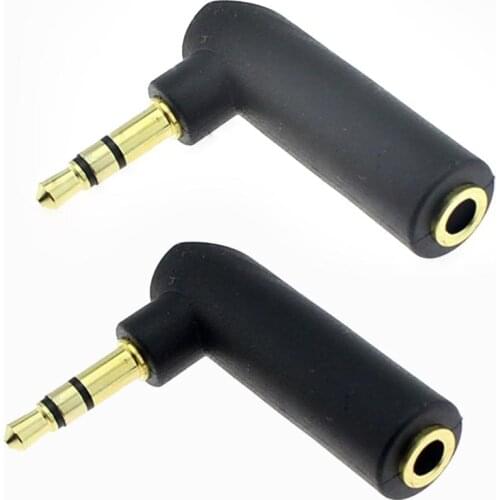 3pcs 3.5mm Jack Male To Female Connector Three Headphones Plug Right Angle 90 Degrees Elbow L-type Conversion Head Gold-plated