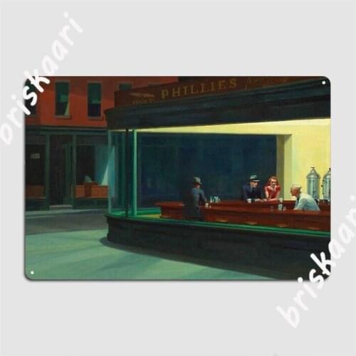 Nighthawks Edward Hopper Metal Signs Club pub Garage personalized Plaques Tin sign Posters