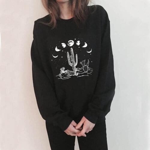 Sweatshirt Desert Sea and Moon Phase Graphic Printed Funny Casual 100%Cotton Long Sleeve Outfits Protect Our Planet Sweatshirt