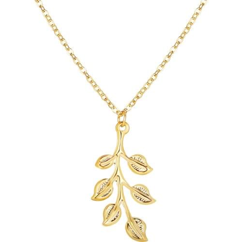 Simple New Alloy Chain Leaf Pendant Long Necklace For Women Metal Clavicle Party Jewelry Gift
