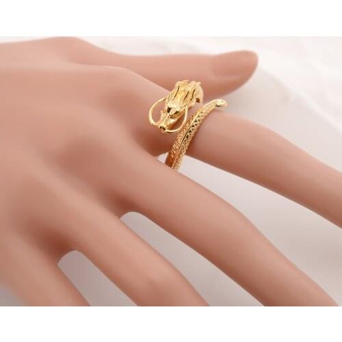 Vintage Gothic Dragon Head 9 k Fine Solid Ring THAI BAHT G/F Golid Individuality Rings Necessary Nightclubs Bars Punk Jewelry