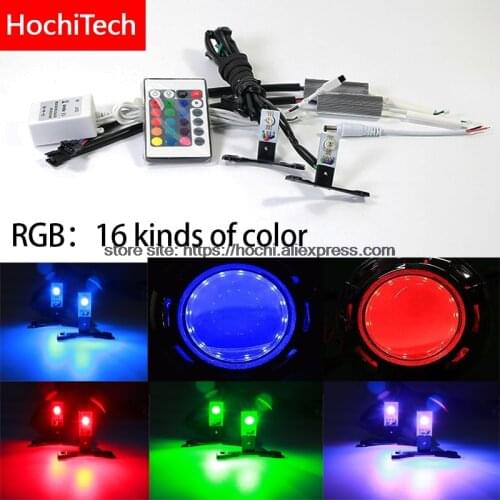 High Quality Multi color RGB 360 Degree Demon LED Halo Rings Devil Eye for All Car Projector Headlight remote control