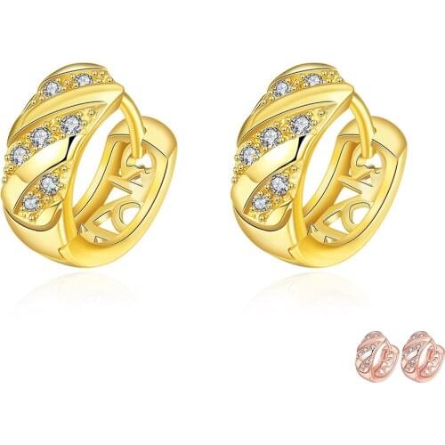 ZEMIOR Hollow Out Luxurious Hoop Earrings For Women Gold Color Clear Cubic Zirconia Earring Anniversary Female Fashion Jewelry
