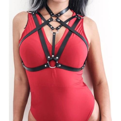 Womens Harness Bra Belt Goth Accessories Bdsm Body Bondage Sexy Erotic Lingerie Garter Stockings Belt Chest Leather Harness