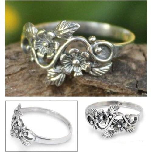 Milangirl Hot Sale Retro Flower Branch Vine Flower Woman Ring Cute Jewelry Wedding Engagement Ring Female Ring Bijouterie Female