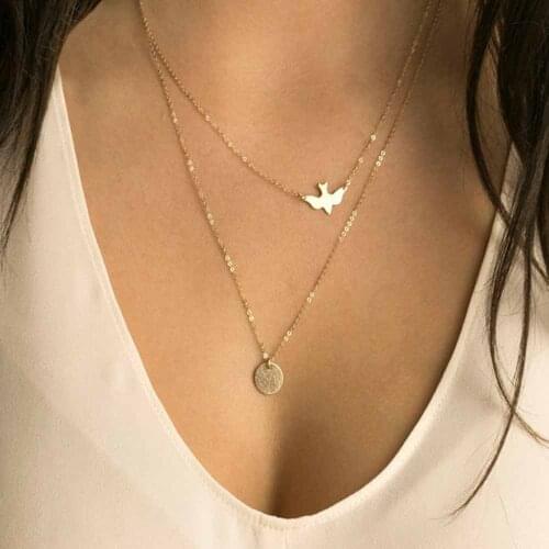 1PC New fashion handmade jewelry simple ladies double peace pigeon necklace