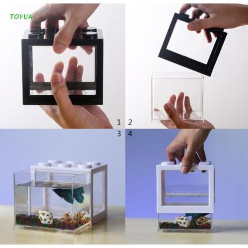 1XCC USB Mini Aquarium Fish Tank With LED Lamp Light Betta Fish Fighting Cylinder