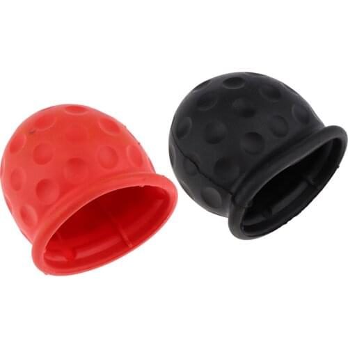 2Pcs 50mm Protective Cap Towbar Car Ball Head Cap Cover - Black + Red