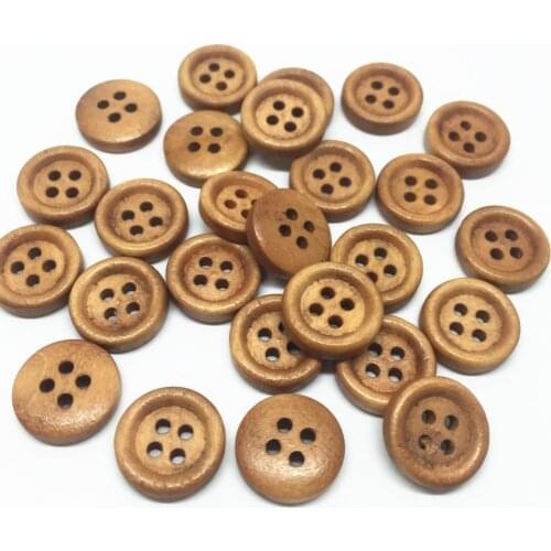 500pcs 12mm Brown Wood Buttons 4 Holes Sewing Wooden Button For Scrapbooking Embellishments Cardmaking