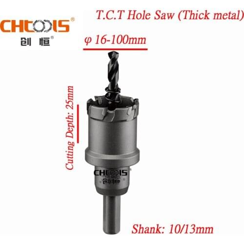 A+ Diameter 16-100mm x 25mm TCT Hole Saw (thick metal), 1" TCT Core Drill Bit, Metal Cutter For Stainless Steel Alloy Metalwork
