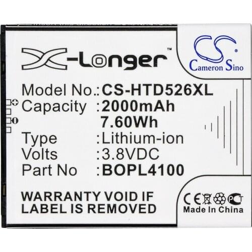 Cameron Sino 2000mAh Battery For HTC Desire 526,Desire 526G+ dual sim,HTCD100LVWP,BOPL4100,HQ60331141000