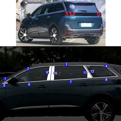 Car Sticker Garnish Pillar Window Middle Strip Trim Frame Hoods For Peugeot 5008 2017 2018 2019 2020 2021
