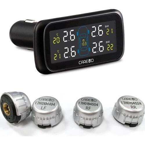Car Tyre Pressure Monitoring System TPMS Tire Pressure Alarm Sensor With 4 Sensors Tire Temperature And Battery Power Monitoring