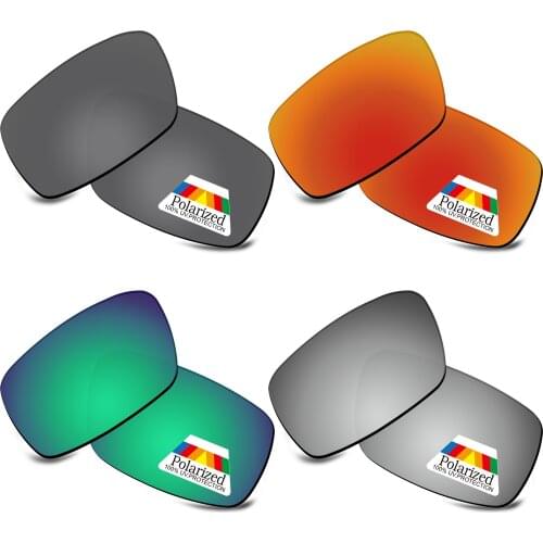 Bwake 4 Pairs Black & Silver & Green & Fire Red Polarized Replacement Lenses for-Oakley Crankshaft OO9239 Sunglasses Frame