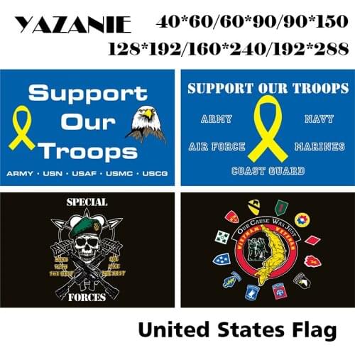 YAZANIE United States Support Our Troops Army USN USAF USMC USCG Navy Air Force Marines Coast Special Forces Vietnamvet Flags