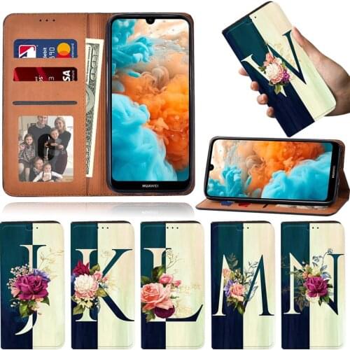 Flip Phone Case for Huawei Nova 5T/ Y5 2019/Y6 2019/Y6S/Y6 Pro 2019/Y9 Prime 2019 26 Letter Series Leather Stand Phone Case
