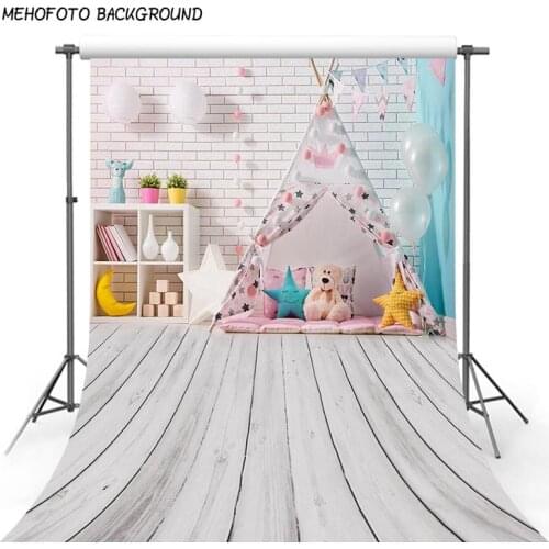 White Wood Floor Photography Background Backdrops 5x7ft Vinyl Brick Wall Little Stars Tent Backdrops for Photo Studio Baby Photo