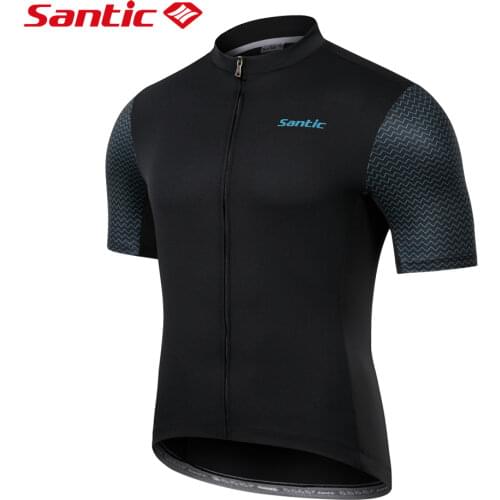 Santic Men Cycling Jersey Summer Short Sleeve MTB Bike Shirts Full Zipper Breathable Road Bicycle Sports Clothing Asian Size