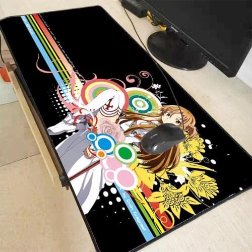 XGZ Sword Art Onlin Anime Girl Gaming Lock Edge Mouse Pad Computer Gamer PC Laptop Mousepad Large Game Rubber No-slip Mouse Mat