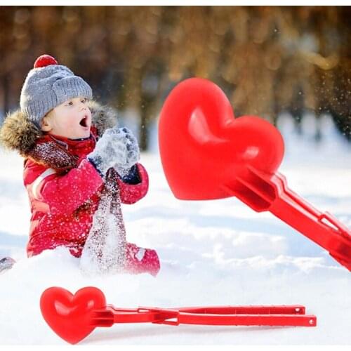 Toys Sport Creative Snow Snowball Maker Clip Maker Red Love Heart Shaped Snow Sand Mold Tool Winter Kid Valentines Day Gift Game