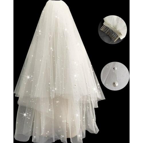 Short wedding veil two layers bridal veil with comb 80*100
