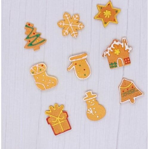 KSCRAFT Christmas Gingerbread Cookies Flat back Resin Cabochon Scrapbooking Decor Parts DIY Hair Bows Center Accessories Craft