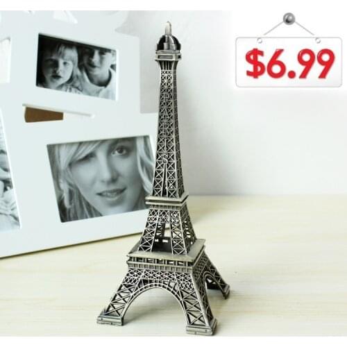 The Best Gift! 25cm High Bronze Tone Paris Eiffel Tower Figurine Statue Antique Home Decoration Vintage Metal Building Model