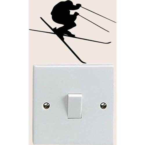Skiing Ski Sport Snowboard Light Switch Sticker Bedroom Vinyl Wall Decal 6SS0390