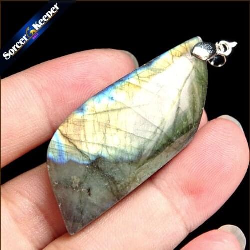 Real Natural Gray Moonstone Raw Gem Stone Ornament Handicraft Rainbow Labradorite DIY Crystal Pendant Necklaces for Gift TS586