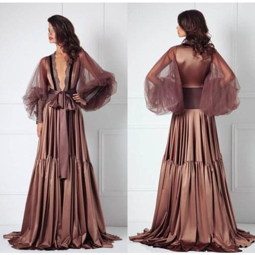 Long Sleeves Night Robe Custom Made Silk Floor Length Sexy Bathrobes Women Pajamas Party Nightgowns Custom Made Bridal Robes